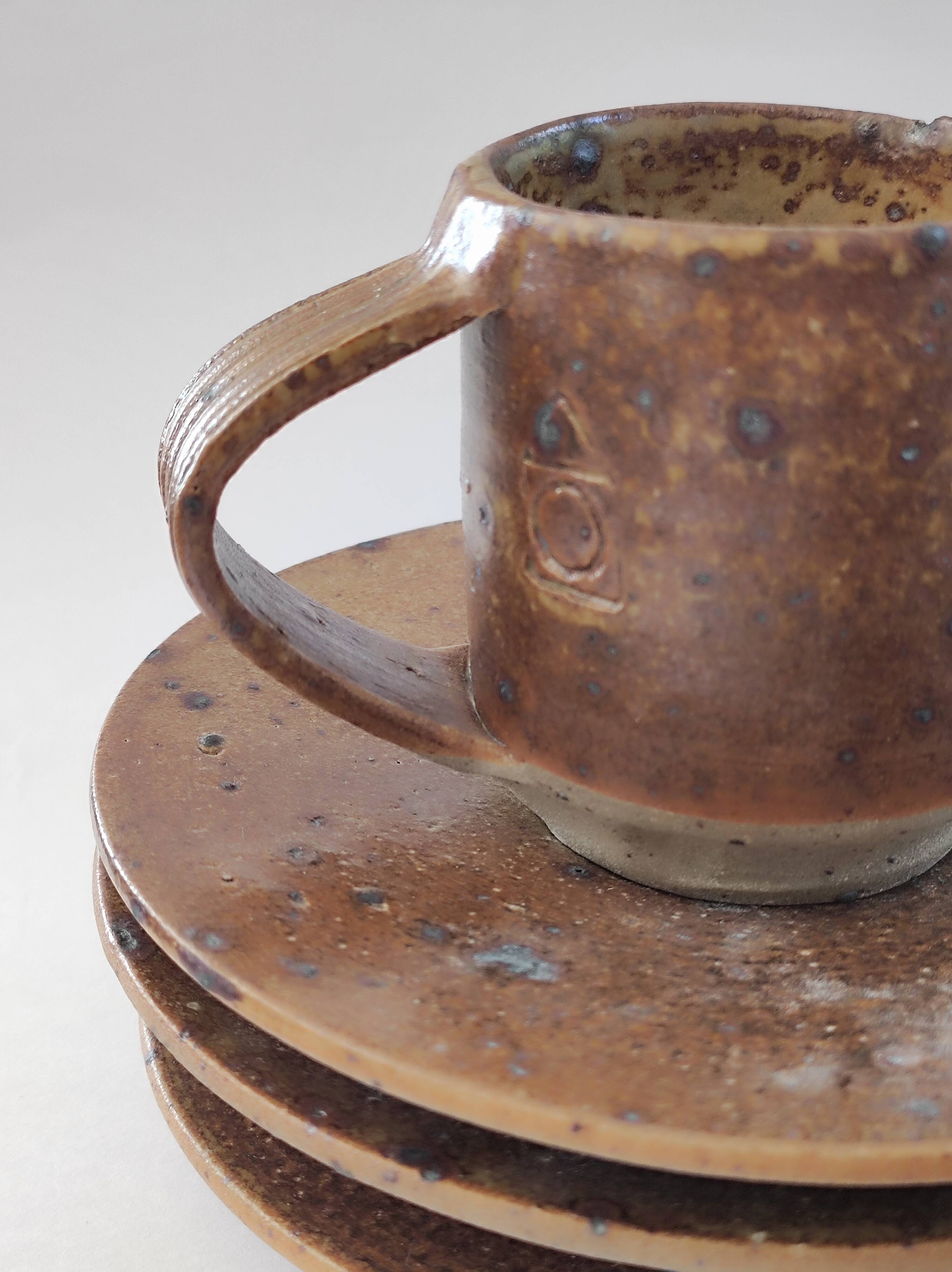 Lot de 4 tasses à café en grès de Puisaye