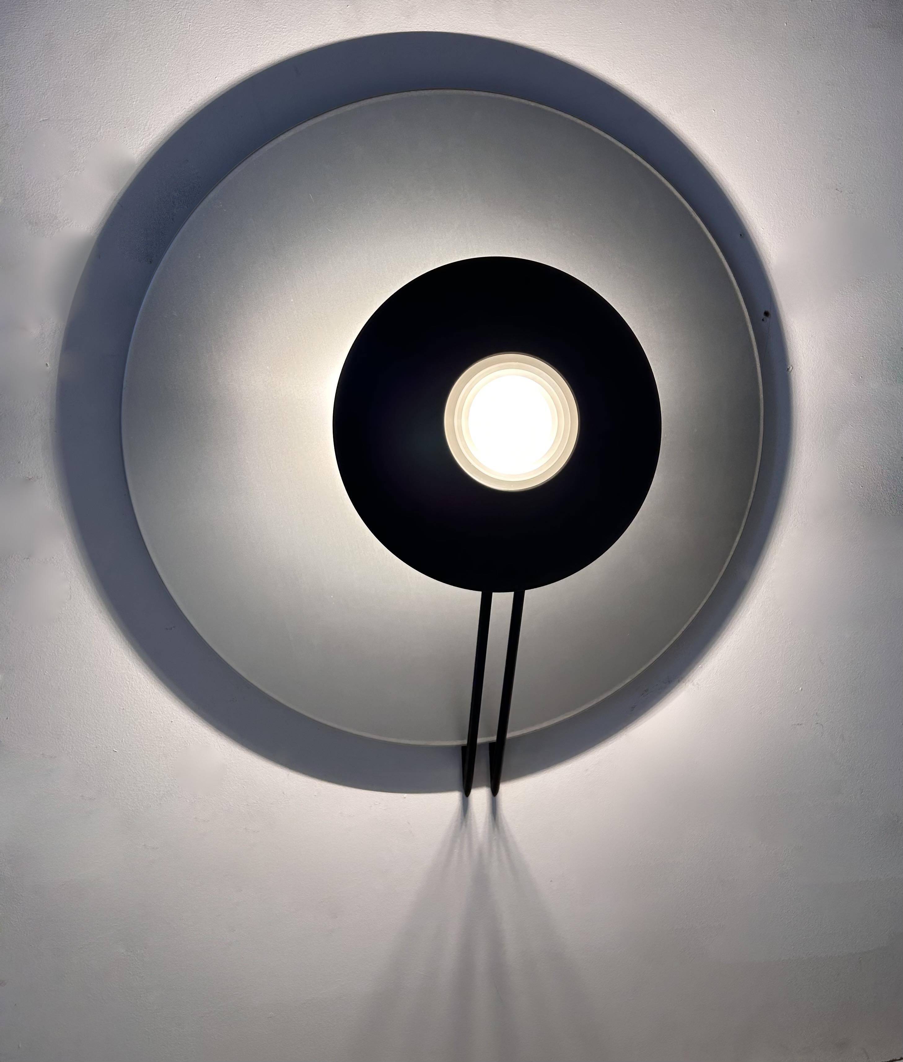 Vintage wall lamp, aluminum and sandblasted glass, Italy 1980