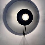 Vintage wall lamp, aluminum and sandblasted glass, Italy 1980