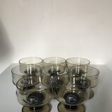 Lot of 8 Mobil cups in smoked glass