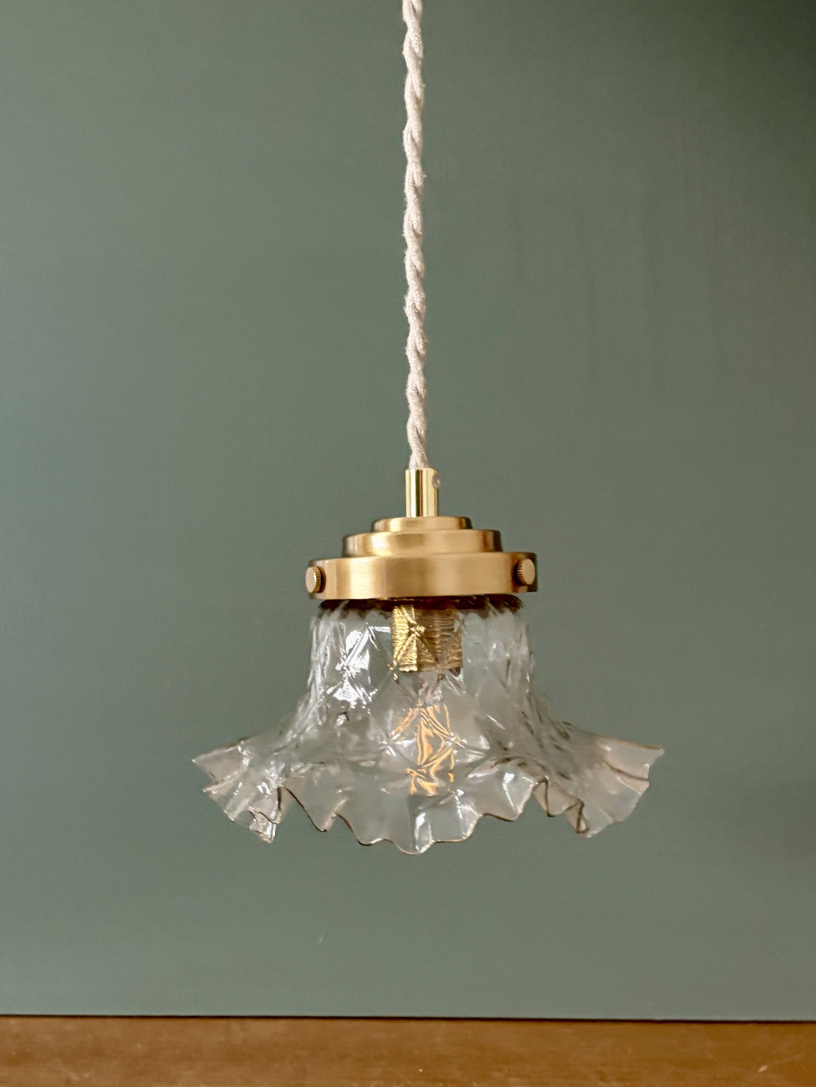 Suspension abat-jour vintage en verre