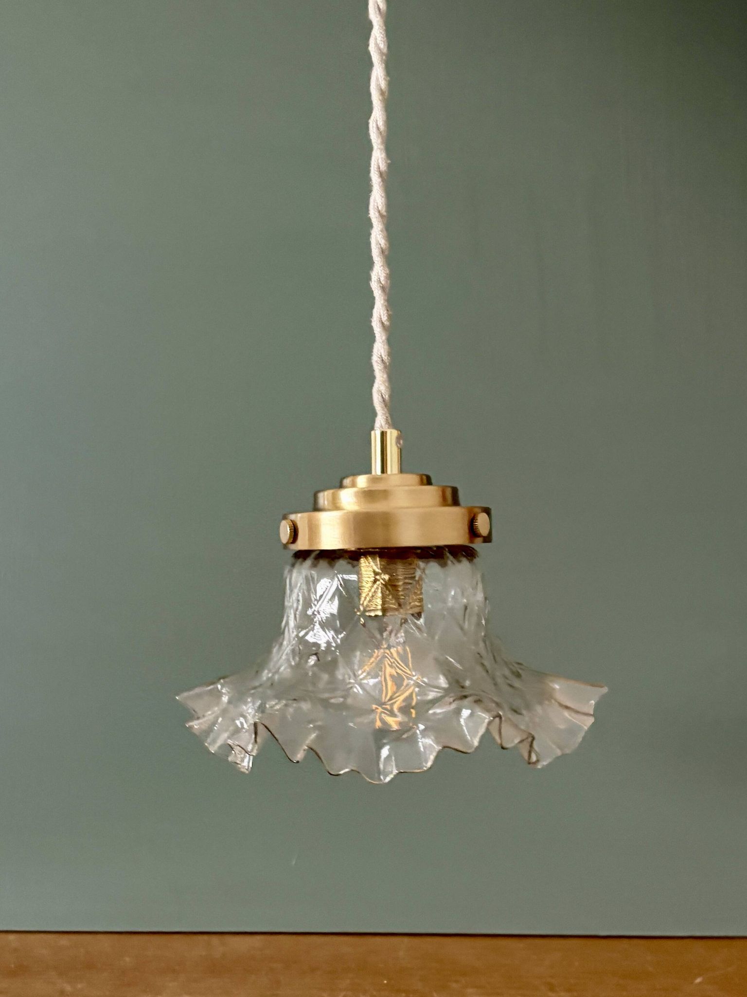 Suspension abat-jour vintage en verre