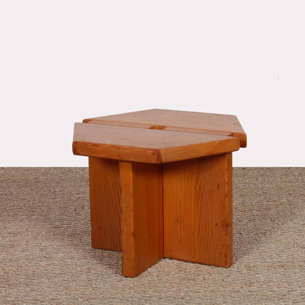 Tabouret vintage en pin massif attribué à René Martin, 1960