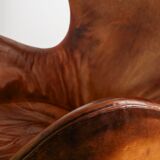 Early Danish "Egg Chair" in Brown Cognac Leather by Arne Jacobsen, 1960s