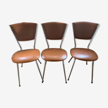 3 vintage chairs 60s in skaï and chrome