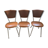 3 vintage chairs 60s in skaï and chrome