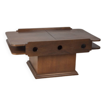Table basse vintage années 60 avec meuble de rangement design italien