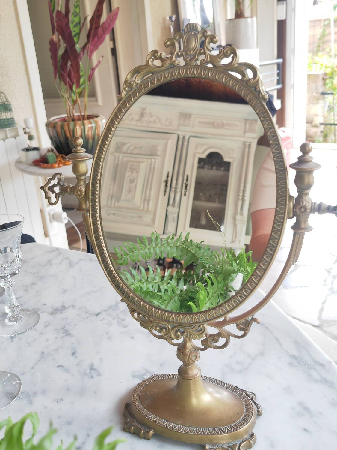 Brass psyche mirror