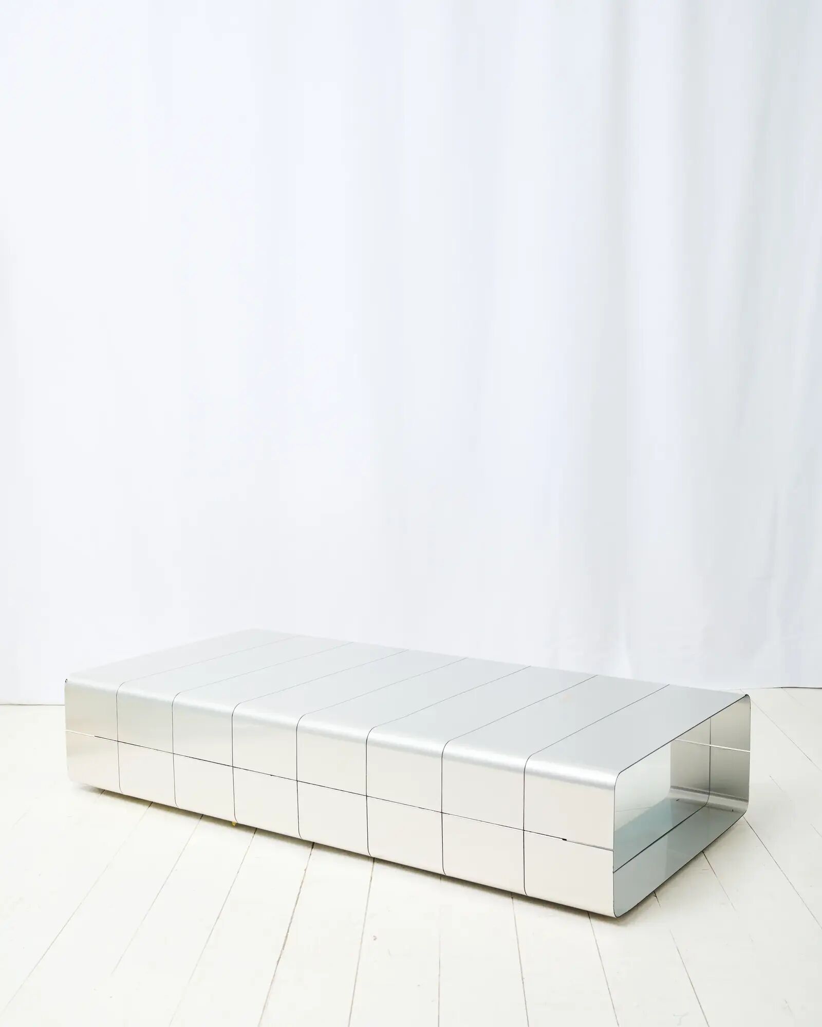 Aluminium and mirror coffee table, Roche Bobois, 1970-1980
