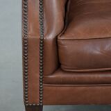 Cow leather Chesterfield club armchair in English style