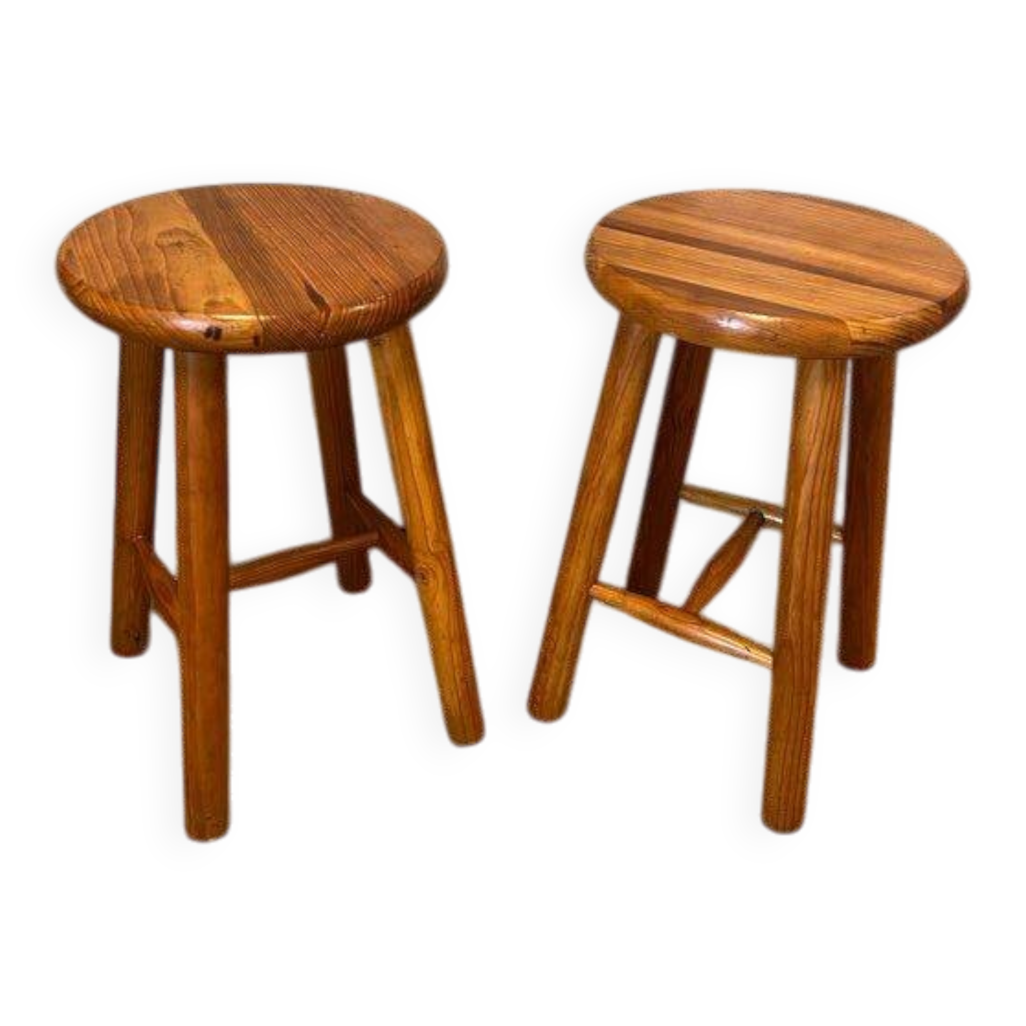 2 vintage pine stools from the 1980s