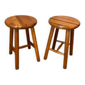 2 vintage pine stools from the 1980s