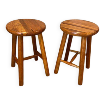 2 vintage pine stools from the 1980s