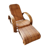 Vintage rattan chaise longue