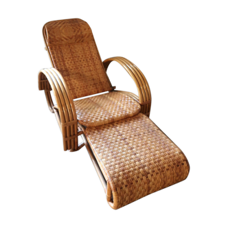 Chaise longue vintage en rotin