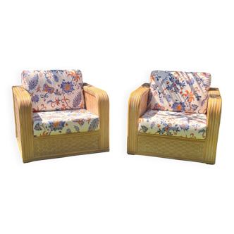 Fauteuils club design rotin