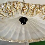 Suspension Murano frosted glass with orange splashes