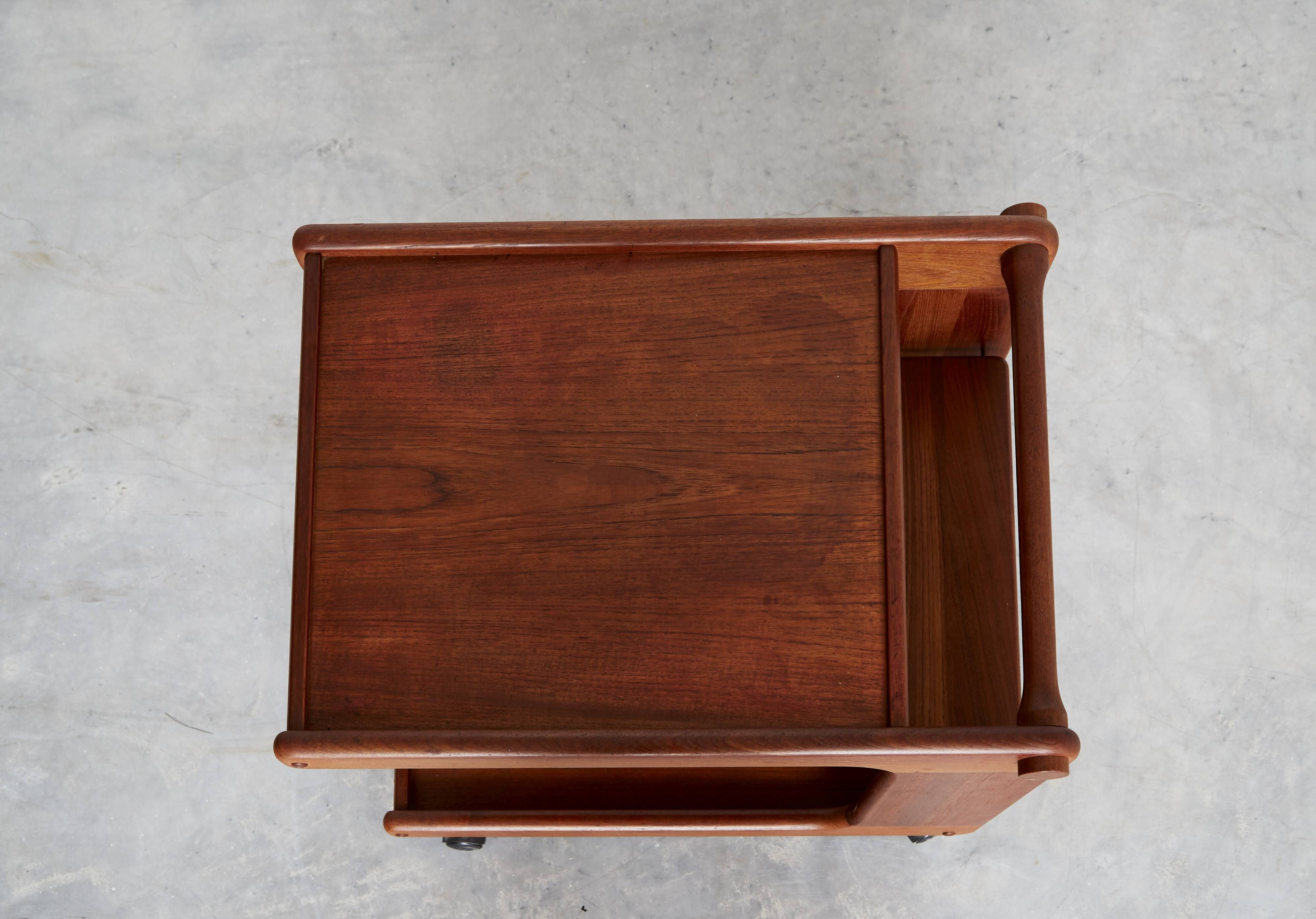 Mid-Cenntury C-Shaped Bar Trolley in Teak by K.T. Møbler