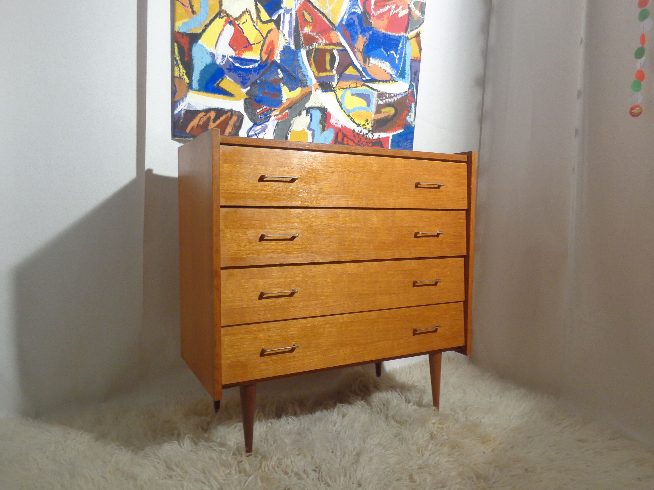 60s light wood chest of drawers
