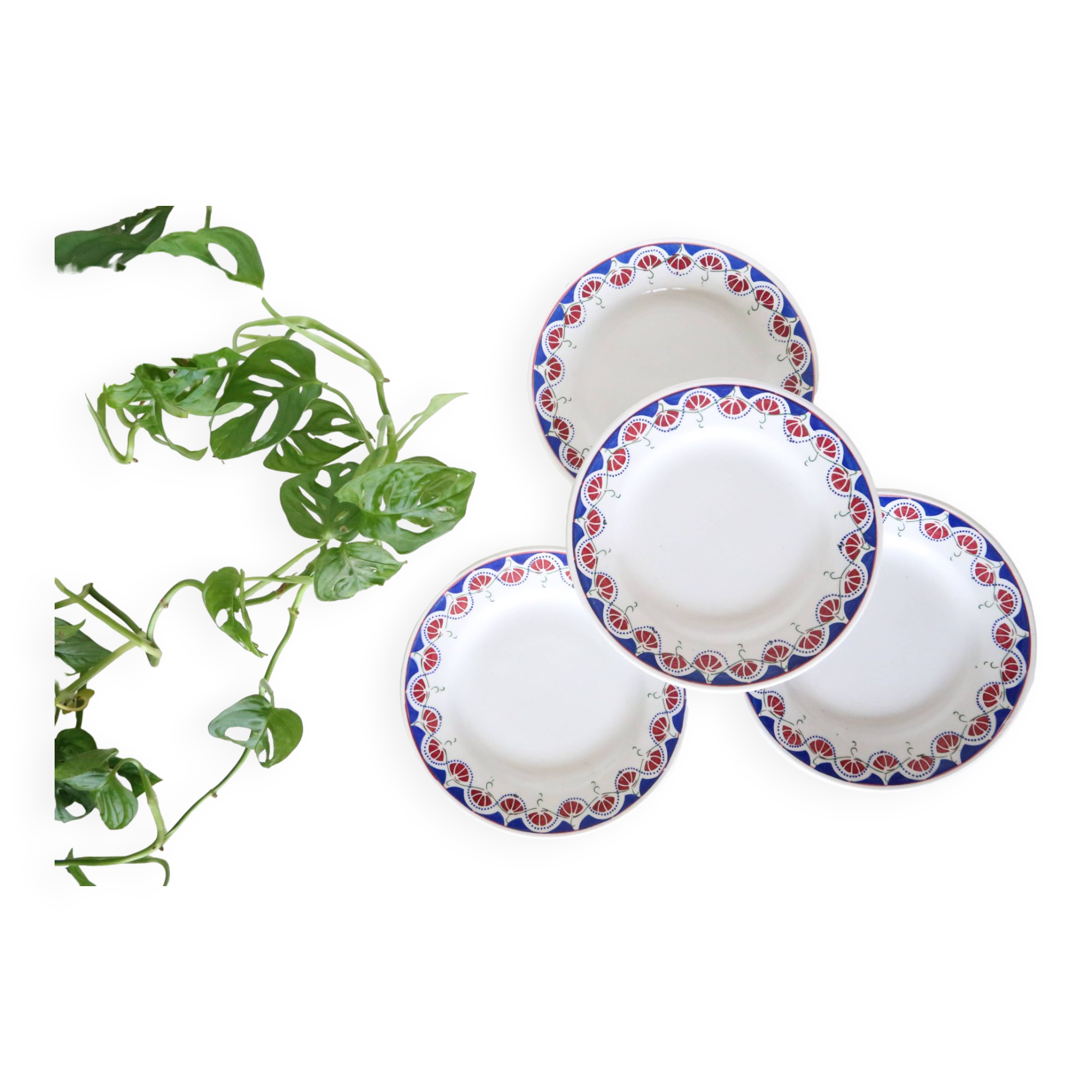 Set of 4 dessert plates, Moulin des Loups