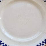 Round serving dish, old ironstone from Salins - Checkerboard pattern