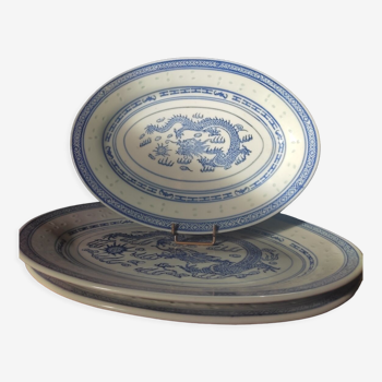 Plats ovales chinois vintage, motif dragon