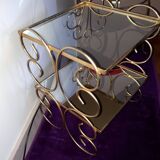 Table de chevet metal dore vintage