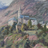 Vicente Gomez Fuste - Post Impressionist Village and Mountains