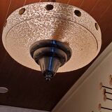 1930s Art Deco chandelier in glass and chromed metal