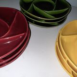 Set of 9 vintage earthenware compartment plates from Longchamp
