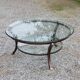 Round coffee table Perre Vandel Villa d'Este double tops in glass base gold metal