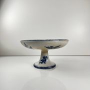Compotier terre de Fer Pexonne, motif oiseau bleu fin XIXe