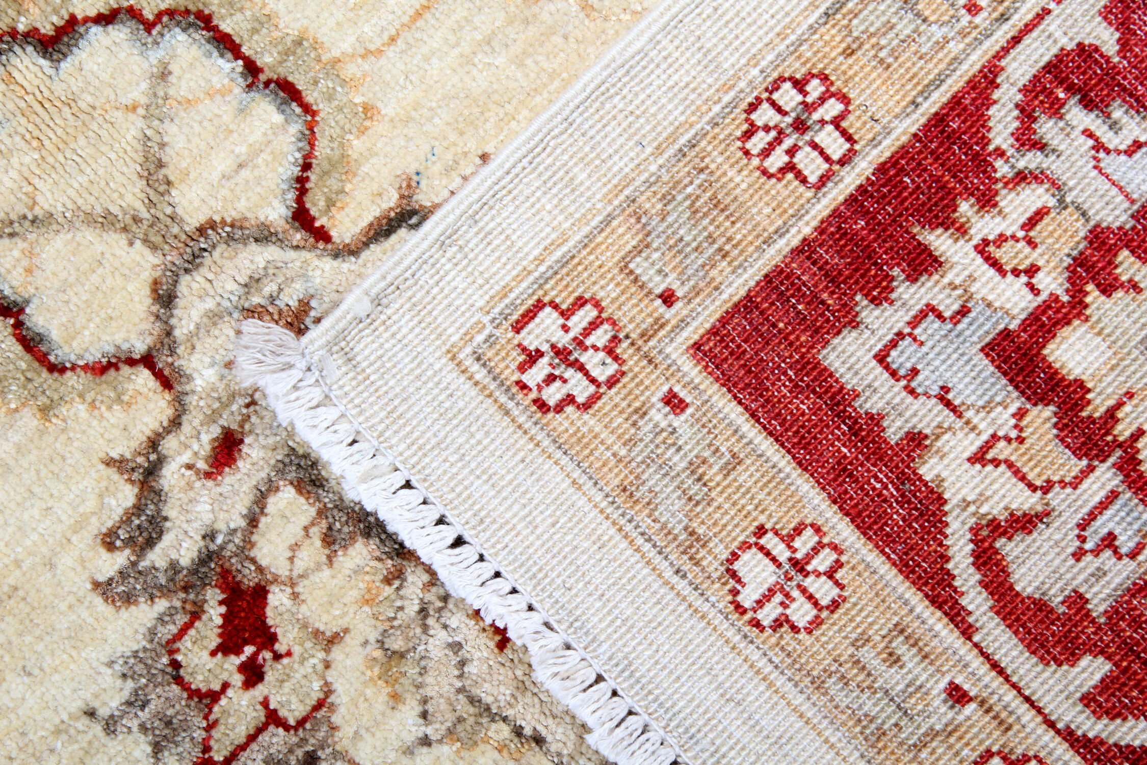 Red Cream Wool Ziegler Rug Handwoven Floral Carpet- 200x282