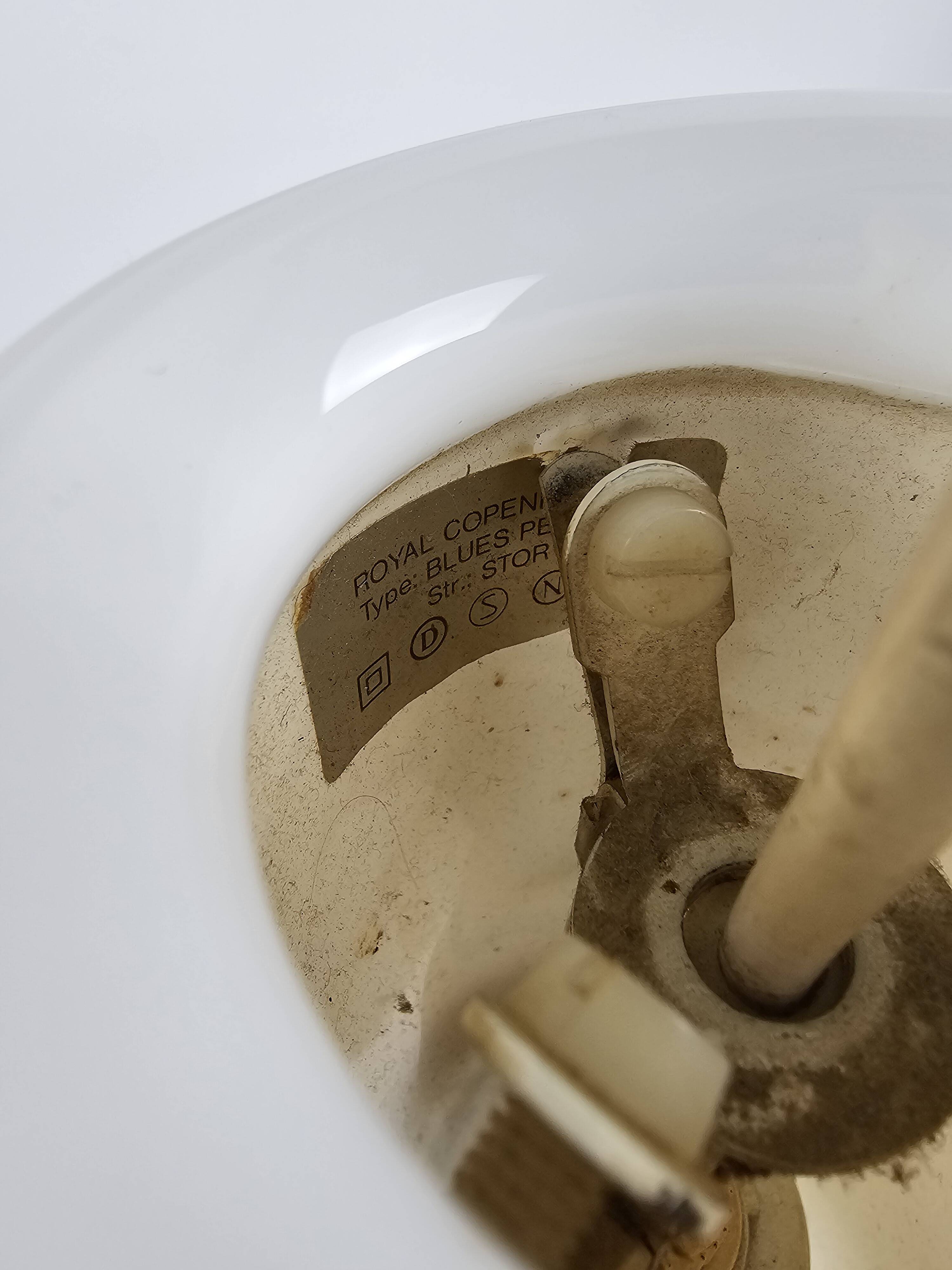 Pair of vintage Danish "Blues" opal glass pendant lamps by Sidse Werner for Holmegaaard, 1980s