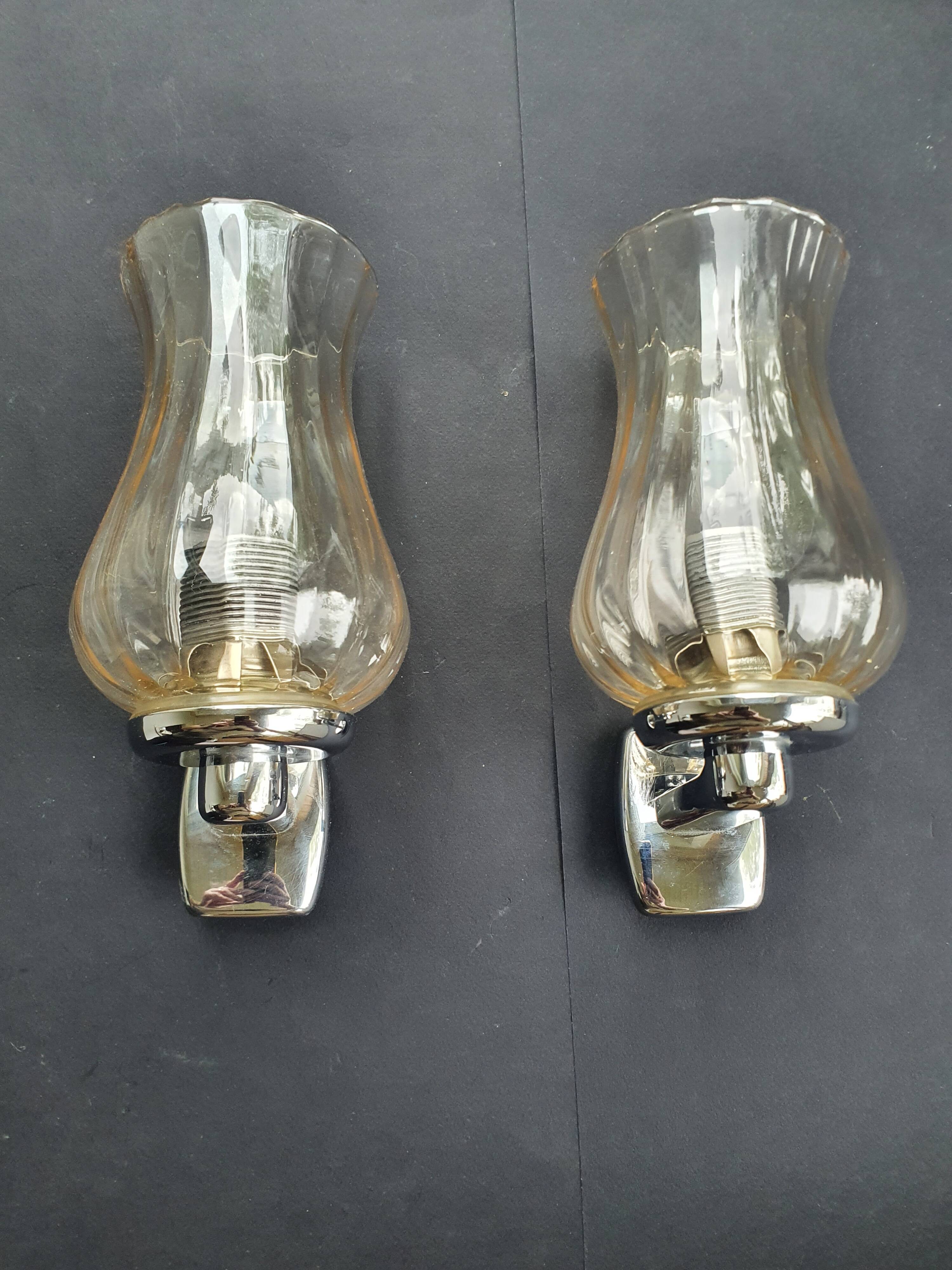 Pair of vintage chrome wall sconces