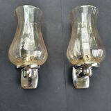 Pair of vintage chrome wall sconces