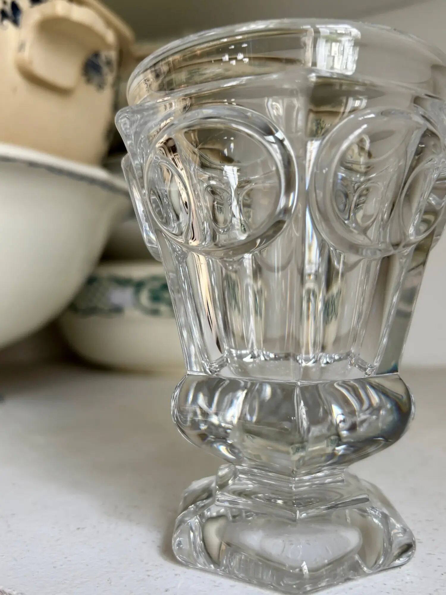 Hexagonal Baccarat crystal vase for violets