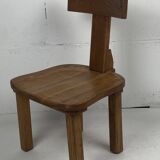 Brutalist oak low chair or children's chair, Dutch 1970s