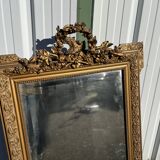 Grand Miroir Ancien Louis XVI – Bois Doré Sculpté à Décor