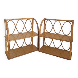 Set of bamboo wall shelves
