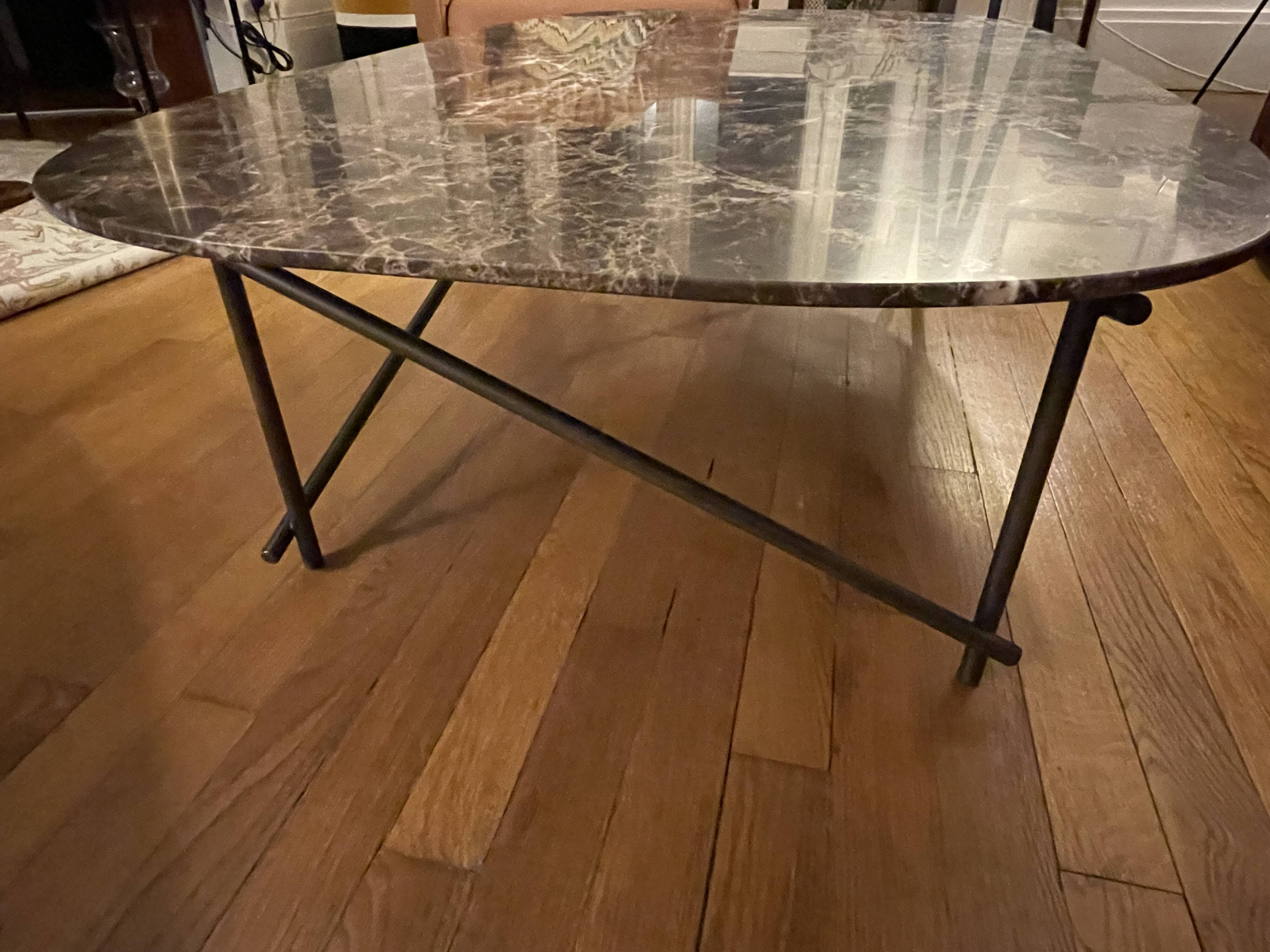 Emperador marble coffee table with bronze legs