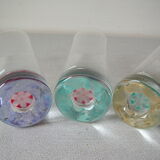 Set of 3 old glass glasses of color type Murano deco party table tableware