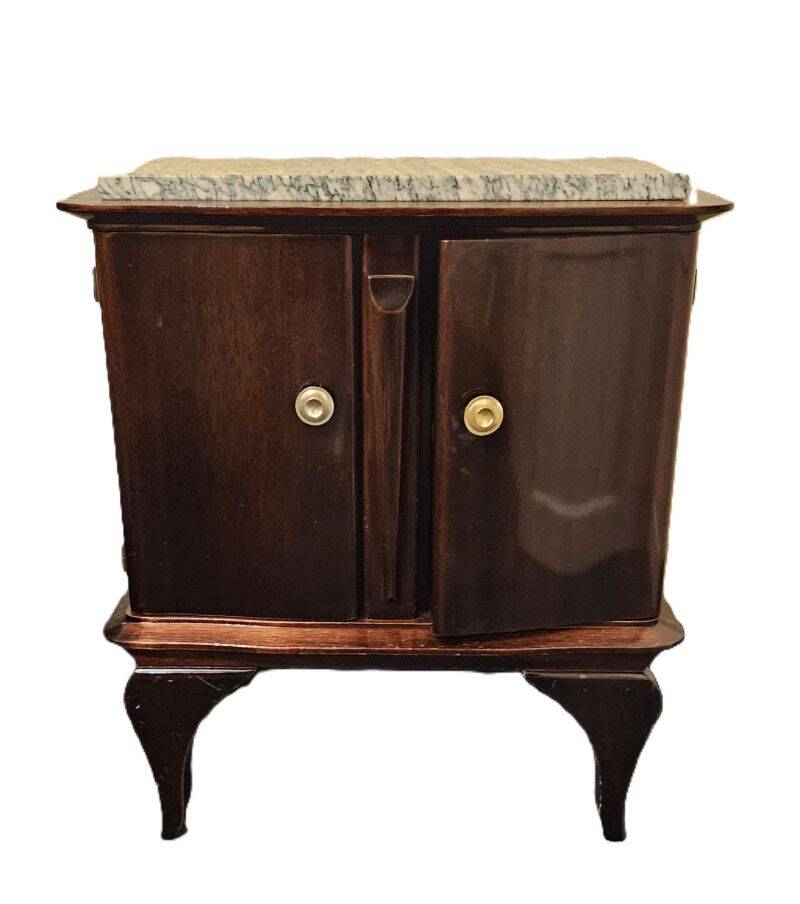 Vintage Mahogany Nightstand with Marble Top