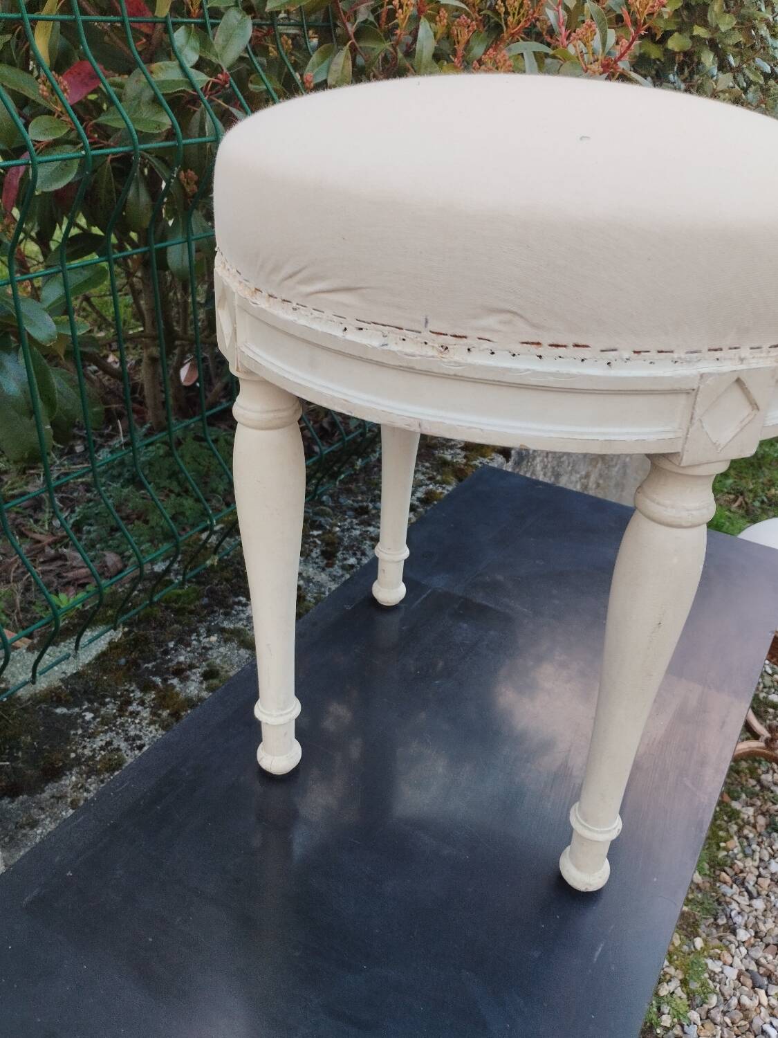 Antique Louis XVI style pouf stool