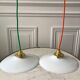 Hanging lamp in opaline smooth orange thread early twentieth century