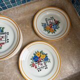 17 assiettes fleuries HBCM, milieu XXème