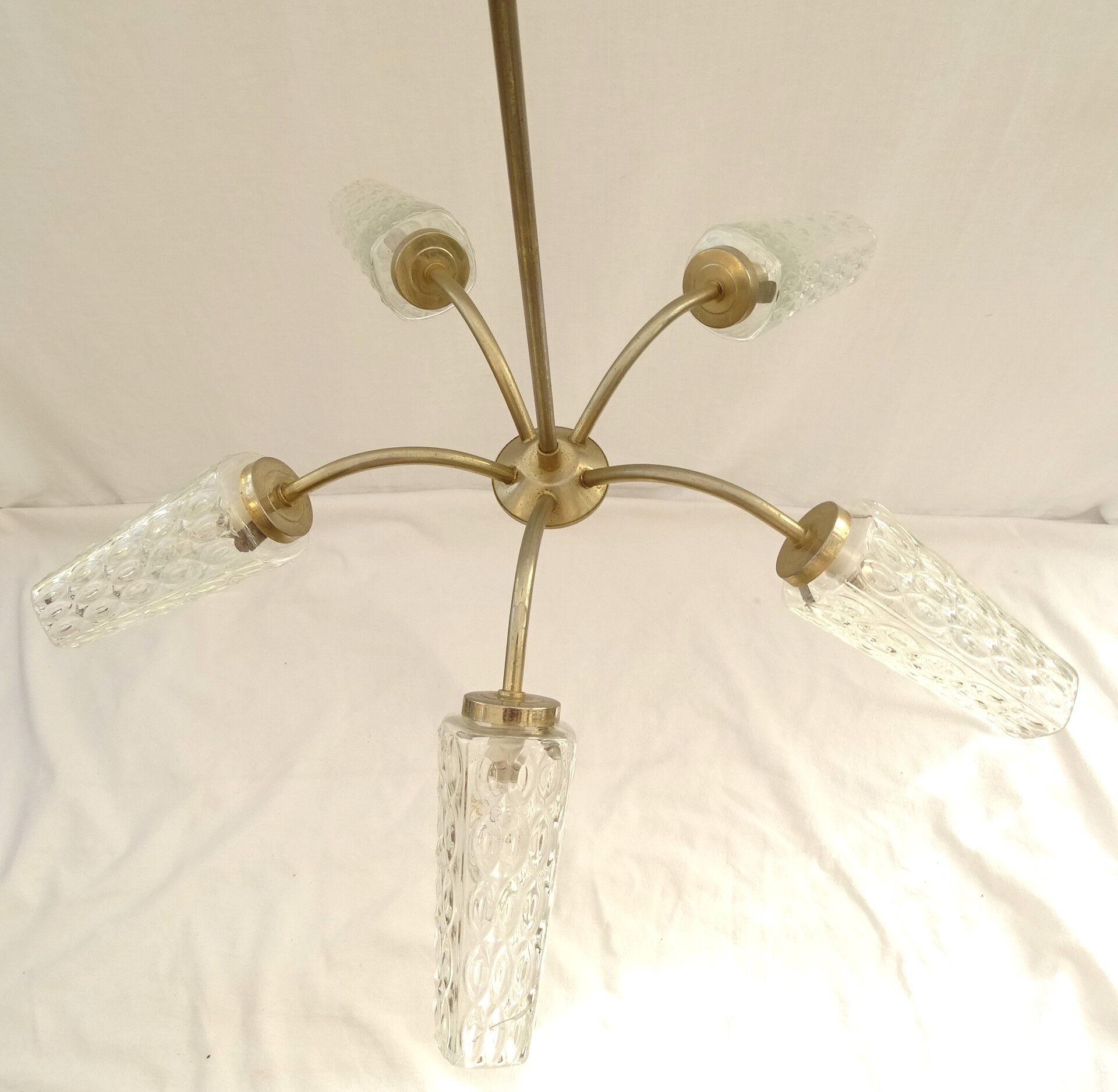 Transparent glass chandelier conical shape painted metal stucture