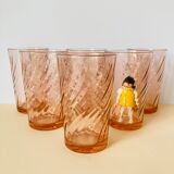 Lot of 6 vintage glasses Rosaline Arcoroc 80s