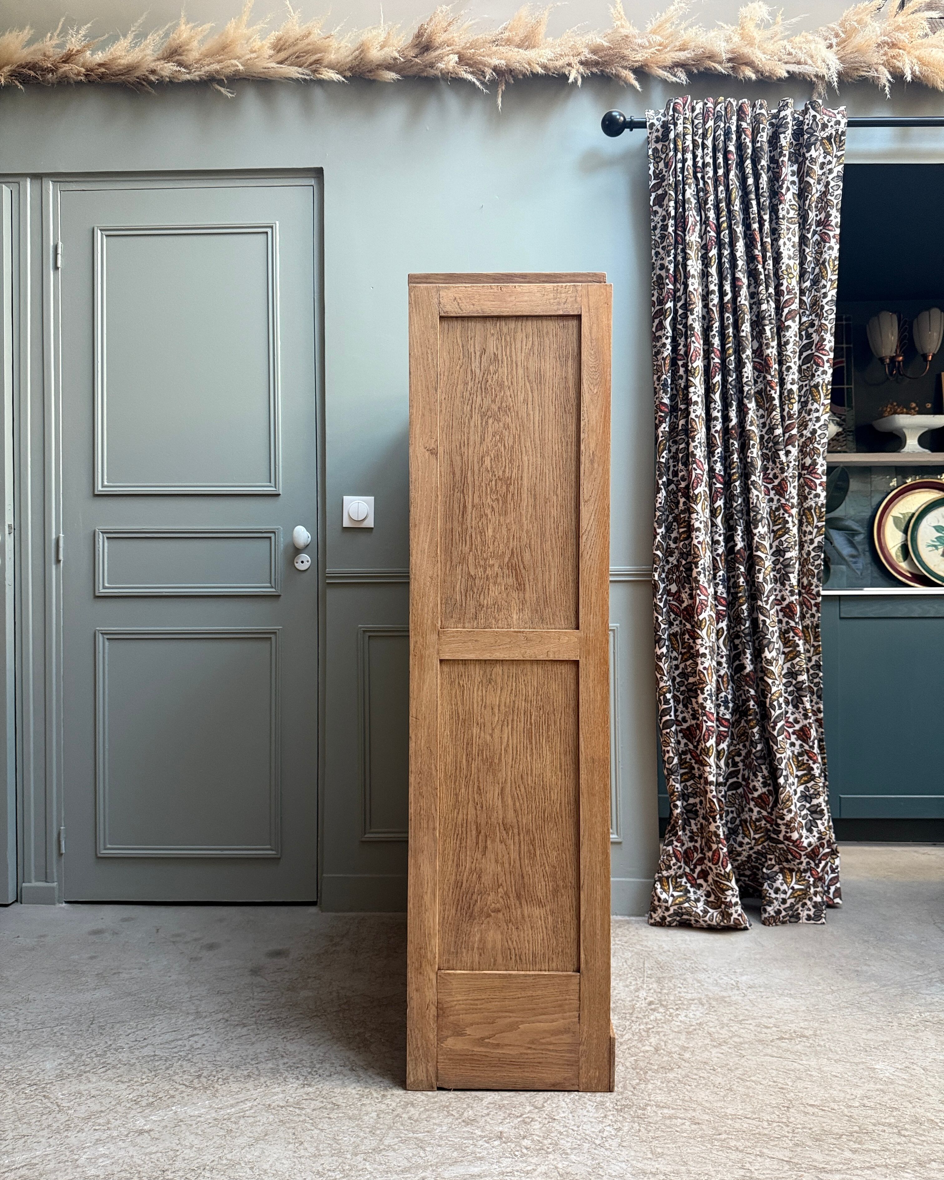 Oak filing cabinet with curtains (renovated)