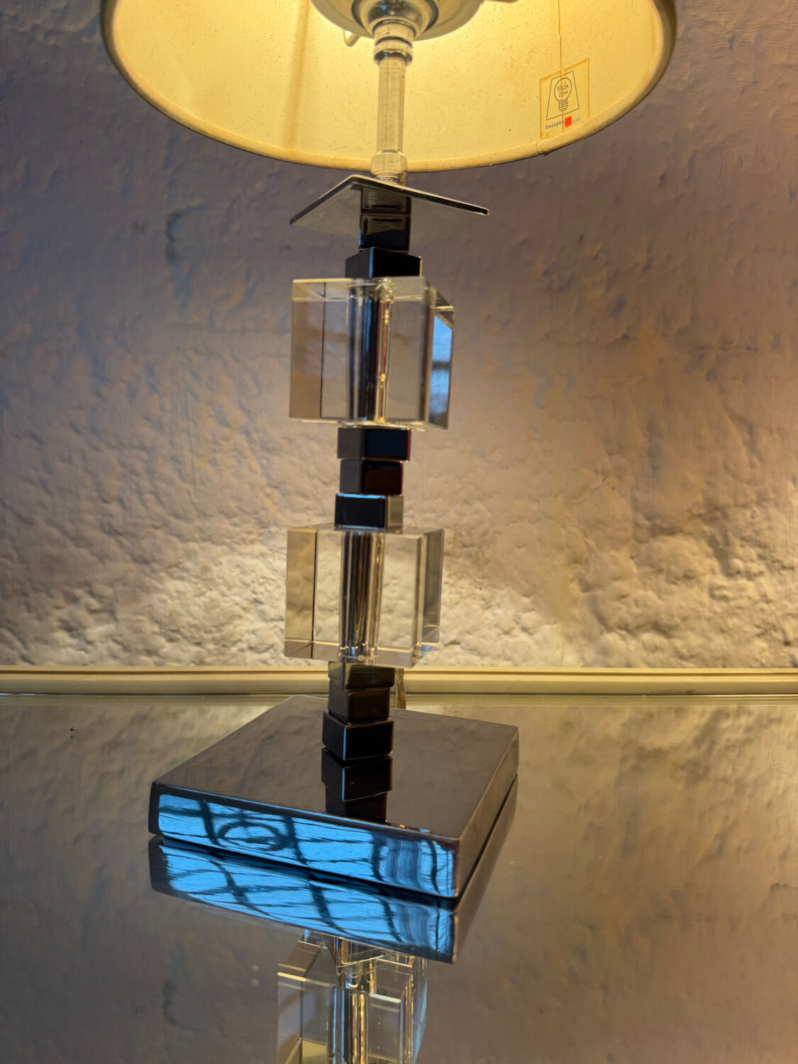 Art Deco lamp in chrome and crystal